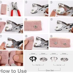 sarvashva trends 200pc Thickened Snap Fasteners Kit, Snap Button Fastner, Snap Fastener Plier Combination Snap Ring Plier image 2