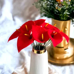 Stick for Home, Office, Living Room, Wedding Decoration Without Vase/Pot Red Anthurium Artificial Flower-image-12