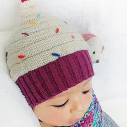 Bharatasya Infants Kids Ice Cream Pattern Printed Acrylic Beanie image 4