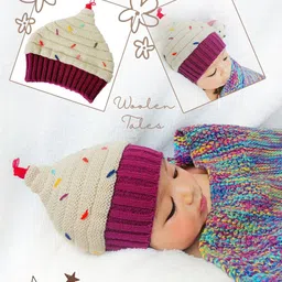 Bharatasya Infants Kids Ice Cream Pattern Printed Acrylic Beanie image 3