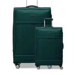 CARRIALL Set Of 2 Green Solid Soft-Sided Trolley Suitcases-1