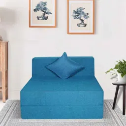 seventh heaven Rest Mantra 8 Inch PU Foam (72x30) 1 Seater Sofa Cum Mattress In Sky Blue Colour-picture-35
