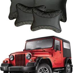 Black Leatherite Car Pillow Cushion for Mahindra-image-20