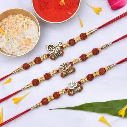 Rudraksh Mahadev Mahakal Trishul Rudraksh Rakhi Set With Tilak Pack Mauli Thread Rakhi Set-8