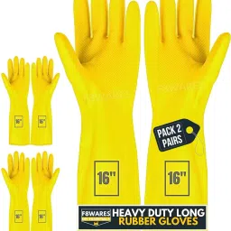 16inch Washable Heavy-duty Reusable Dishwashing Kitchen Industrial Gardening Hand Latex Rubber Cleaning Gloves For Men Women 16 Inches Long (Pack of 2) Wet and Dry Glove Set-image-29