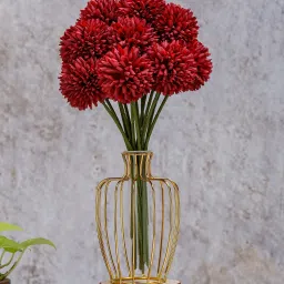 5 Pcs Ball Flower for Decorations, Wedding Decor, Home Decor, Showpieces Red Chrysanthemum Artificial Flower-14