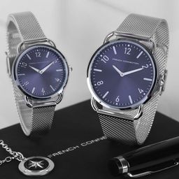 French Connection Blue Dial & Silver Toned Stainless Couple Watch-image-67