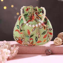 Jazz and Sizzle Embroidered Embellished Potli Clutch-68