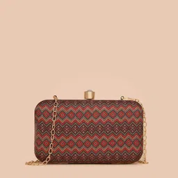 ZOUK Women Printed Jute Shoulder Strap Box Clutch image 1