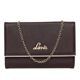 Lavie Ava Women Maroon Solid Foldover Clutch-23
