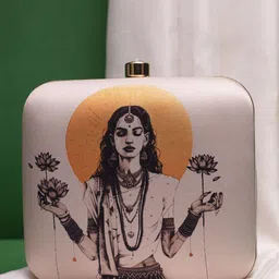 ARTKLIM Goddess Lakshmi Printed Box Clutch-image-13