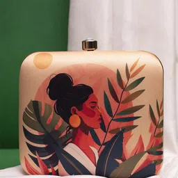 ARTKLIM Portrait Printed Box Clutch-37
