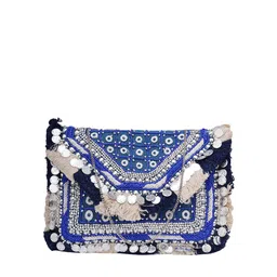 FABBHUE Embroidered Foldover Clutch With Detachable Chain image 5