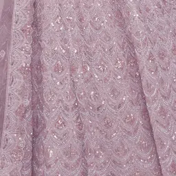 ODETTE Embroidered Sequinned Semi-Stitched Net Lehenga & Unstitched Blouse With Dupatta image 2
