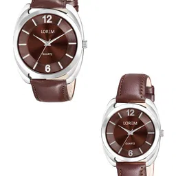 LOREM Unisex Leather Straps Analogue Couple Watch LR79-LR326-53