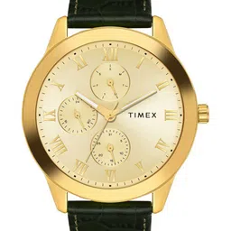 Timex Men Brass Dial & Leather Straps Analogue Multi Function Watch TWEG18526-100