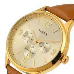 Timex Men Brass Dial & Leather Straps Analogue Multi Function Watch TWEG18439 image 2