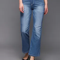 Miss Chase Women Blue Mid Rise Clean Look Heavy Fade Whiskers Wide Leg Stretchable Jeans-image-98