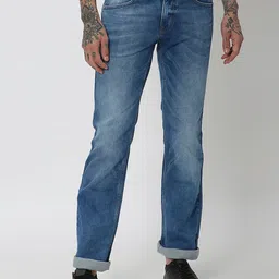 Mufti Men Bootcut Low-Rise Heavy Fade Clean Look Whiskers Stretchable Jeans-picture-17