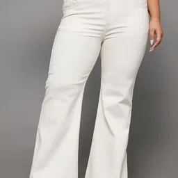 Miss Chase A+ Plus Size Women Bootcut High-Rise Stretchable Jeans With Frayed Hem-46