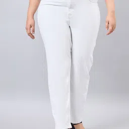 Style Quotient Women Plus Size White Straight Fit High Rise Stretchable Jeans-image-75