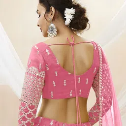 FABPIXEL Embroidered Sequinned Semi-Stitched Lehenga & Unstitched Blouse With Dupatta image 5
