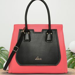 Lavie Cassie Women Coral And Black Large Satchel-image-27