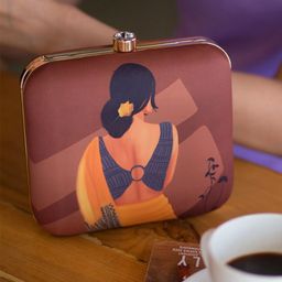 ARTKLIM Women Brown & Orange Printed Clutch-image-37