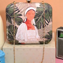 ARTKLIM Green & Pink Printed Box Clutch-image-73