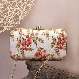 Anouk White Embroidered Box Clutch-34