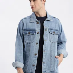 SHOWOFF Spread Collar Rapid-Dry Windcheater Denim Jacket-picture-14
