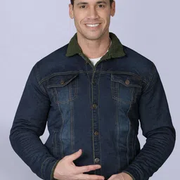 NUEVOSDAMAS  Denim Washed Solid Spread Collar Regular Length  Jacket-picture-40
