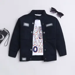 Ministitch Boys Solid Washed Denim Jacket with Patchwork-image-92