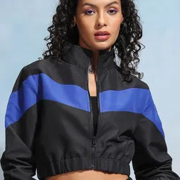Tokyo Talkies Women Colourblocked Crop Puffer Jacket with Patchwork-picture-53