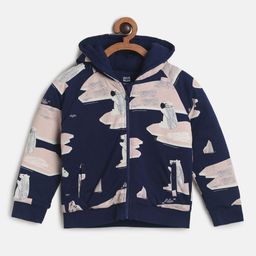 MINI KLUB Boys Navy Blue Camouflage Lightweight Open Front Jacket-image-10