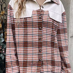 StyleCast Women Maroon & White Checked Longline Tailored Jacket-image-29