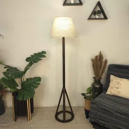 symplify Ceiline Wooden Floor Lamp with Jute Shade & Brown Base-picture-10