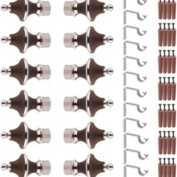 grivan Silver, Brown Rod Rail Bracket, Curtain Knobs, Curtain Hooks Metal-picture-17