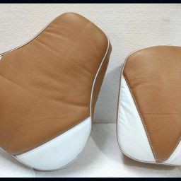 KBA-Royal Enfield Classic Fancy Seat Cover Tan & white Colour N Split Bike Seat Cover For Royal Enfield Classic, Electra-image-27