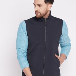 even Men Navy Blue Tailored Jacket-image-56