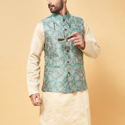 indus route by Pantaloons Floral Woven Design Nehru Jacket-25