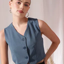 STREET 9 V-Neck Sleeveless Waistcoat-image-45