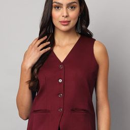 BRINNS V-Neck Woven Formal Waistcoat-image-34