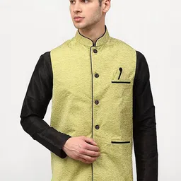 Jompers Men Green Woven Design Nehru Jacket-picture-29