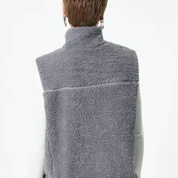 Koton Self-Design Stand Collar Sleeveless Tailored Jacket image 5
