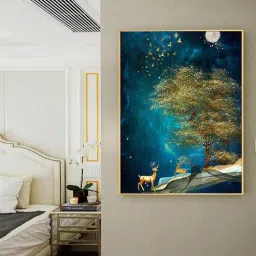 art street Space Nordic Deer Multicolour Synthetic Wood Wall Art-picture-48