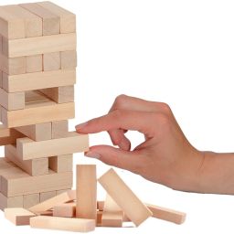 Multi Coloured 54 Pcs Blocks 4 Dices Wooden Numbered Building Bricks Stacking Classic Traditional Toppling Tumbling Tower Game Kid Gift - Challenging Maths for Adults and Kids-2