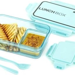 Airtight Plastic Box 2 Compartment Tiffin For Office & Scho 2 Containers Lunch Box-image-60