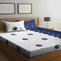 klotthe Multicolor Galaxy 300 TC Cotton Blend Double Size Bedsheet With 2 Pillow Covers-picture-18