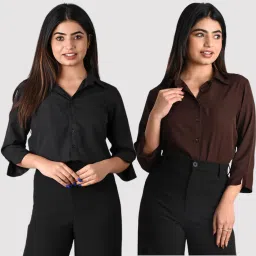 Women Regular Fit Solid Button Down Collar Formal Shirt-image-53